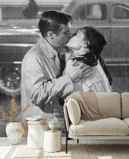 black and white breakfast at tiffany's wall mural called Audrey Hepburn & George Peppard (Breakfast at Tiffany's) 
