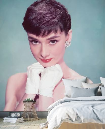 carta da parati cinematografica chiamata Audrey Hepburn (Sabrina) III per salotti, camere da letto e uffici domestici