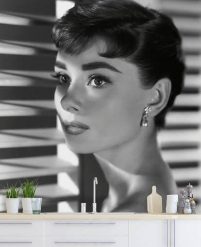 black and white audrey hepburn wall mural called Audrey Hepburn (Sabrina) II black and white audrey hepburn wall mural called Audrey Hepburn (Sabrina) II