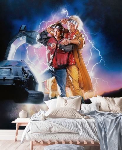 back to the future part ii wallpaper mural for bedrooms, offices and man caves