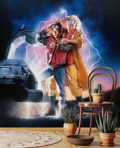 back to the future part ii wallpaper mural for bedrooms, offices and man caves