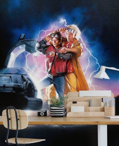 back to the future deel ii behangmuurschildering voor slaapkamers, kantoren en mancave