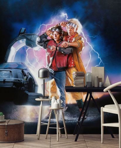 back to the future deel ii behangmuurschildering voor slaapkamers, kantoren en mancave