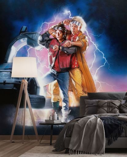 back to the future part ii wallpaper mural for bedrooms, offices and man caves