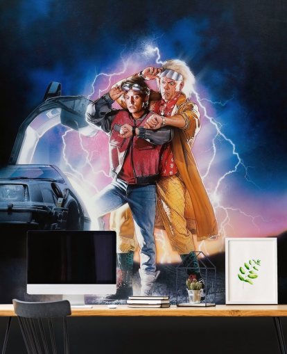 back to the future deel ii behangmuurschildering voor slaapkamers, kantoren en mancave