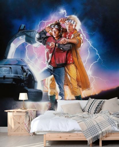 back to the future part ii wallpaper mural for bedrooms, offices and man caves