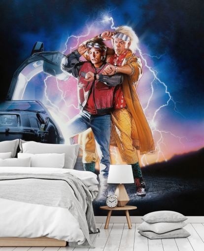 back to the future part ii wallpaper mural for bedrooms, offices and man caves