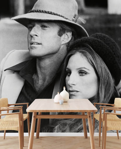 black and white movie wallpaper mural called Barbra Streisand & Robert Redford (The Way We Were)
