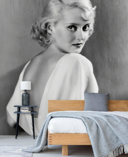 black and white movie wallpaper mural called Bette Davis for bedrooms, home offices and more