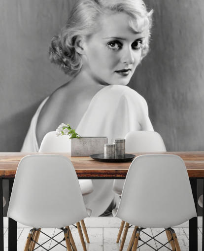 carta da parati cinematografica in bianco e nero chiamata Bette Davis per camere da letto, uffici domestici e altro