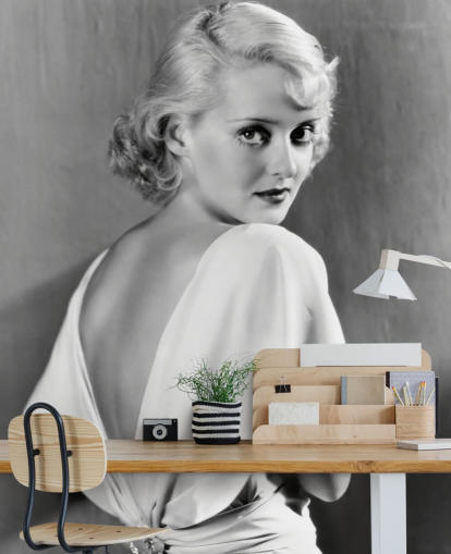 mural de papel de parede de filme em preto e branco chamado Bette Davis para quartos, escritórios domésticos e muito mais