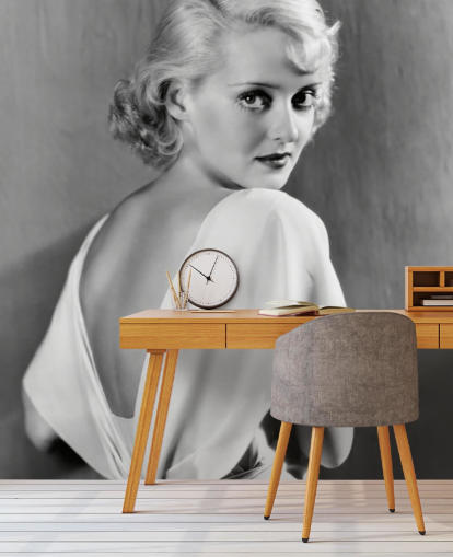 carta da parati cinematografica in bianco e nero chiamata Bette Davis per camere da letto, uffici domestici e altro