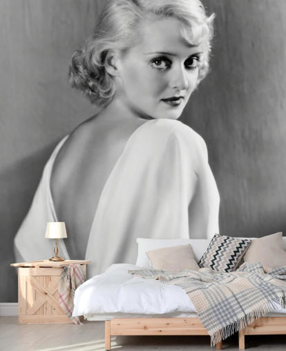 Schwarz-Weiß-Filmtapete namens Bette Davis für Schlafzimmer, Heimbüros und mehr