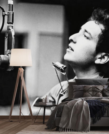 papier peint mural noir et blanc Bob Dylan pour les bureaux, les maisons et les entreprises