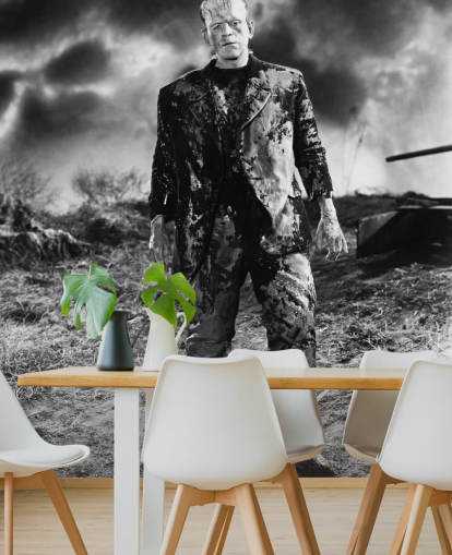 mustavalkoinen frankenstein-taustakuvamaalaus nimeltä Boris Karloff (Frankensteinin morsian) makuuhuoneisiin ja kotitoimistoihin