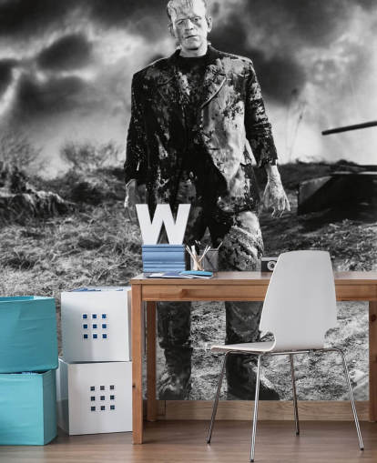 mustavalkoinen frankenstein-taustakuvamaalaus nimeltä Boris Karloff (Frankensteinin morsian) makuuhuoneisiin ja kotitoimistoihin