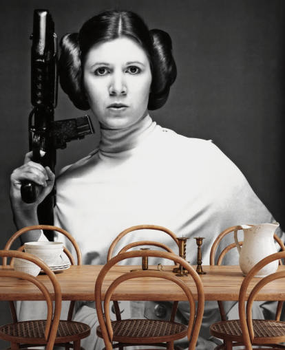 black and white star wars movie wallpaper mural called Carrie Fisher (Star Wars) for bedrooms, offices and businesses