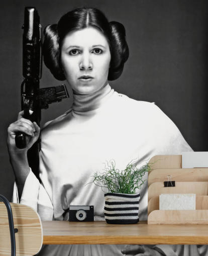 carta da parati murale in bianco e nero del film Star Wars chiamata Carrie Fisher (Star Wars) per camere da letto, uffici e aziende carta da parati murale in bianco e nero del film Star Wars chiamata Carrie Fisher (Star Wars) per camere da letto, uffici e aziende