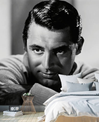 sort/hvid film tapet vægmaleri kaldet Cary Grant II til soveværelser og hjemmekontorer