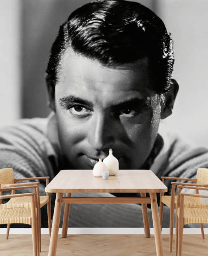 black and white movie wallpaper mural called Cary Grant II for bedrooms and home offices