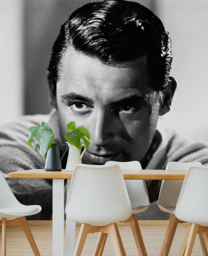 mural de papel pintado de película en blanco y negro llamado Cary Grant II para dormitorios y oficinas en casa