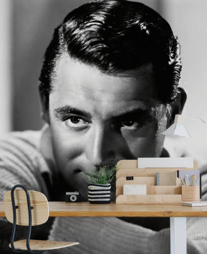 black and white movie wallpaper mural called Cary Grant II for bedrooms and home offices