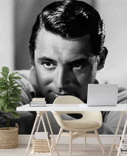 black and white movie wallpaper mural called Cary Grant II for bedrooms and home offices