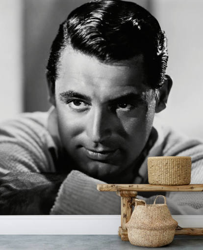 svartvit film tapeter väggmålning som heter Cary Grant II för sovrum och hemmakontor
