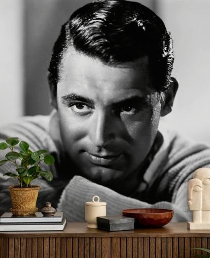mustavalkoinen elokuvatapetti seinämaalaus nimeltä Cary Grant II makuuhuoneisiin ja kotitoimistoihin
