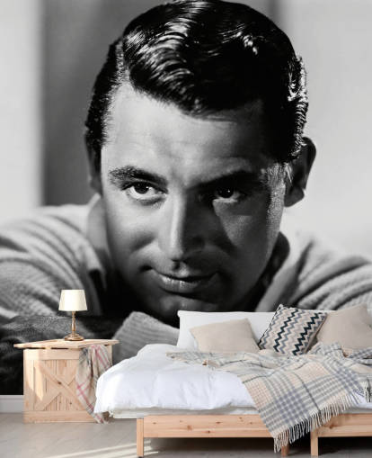 black and white movie wallpaper mural called Cary Grant II for bedrooms and home offices
