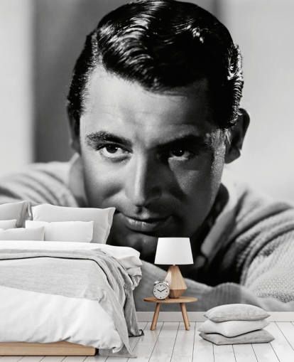 black and white movie wallpaper mural called Cary Grant II for bedrooms and home offices