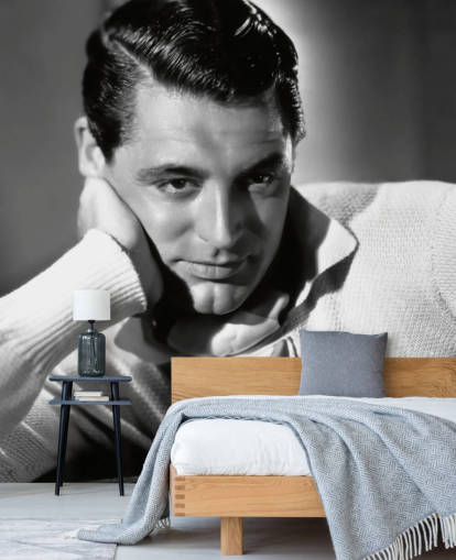 mural de papel pintado de Hollywood en blanco y negro llamado Cary Grant para dormitorios y oficinas en casa
