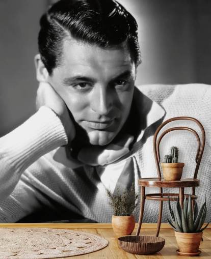 black and white hollywood wallpaper mural called Cary Grant for bedrooms and home offices