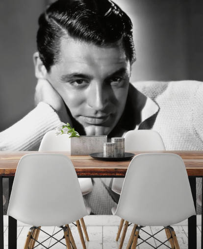 carta da parati hollywoodiana in bianco e nero chiamata Cary Grant per camere da letto e uffici domestici