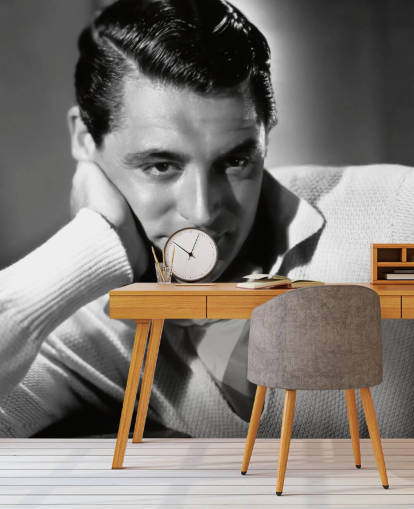 black and white hollywood wallpaper mural called Cary Grant for bedrooms and home offices