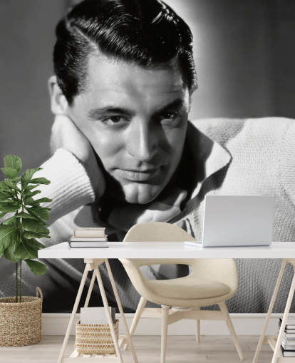 black and white hollywood wallpaper mural called Cary Grant for bedrooms and home offices black and white hollywood wallpaper mural called Cary Grant for bedrooms and home offices