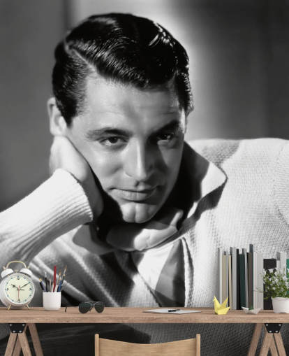 black and white hollywood wallpaper mural called Cary Grant for bedrooms and home offices black and white hollywood wallpaper mural called Cary Grant for bedrooms and home offices