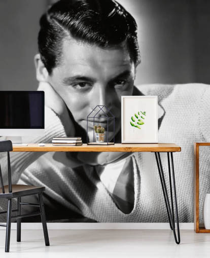 black and white hollywood wallpaper mural called Cary Grant for bedrooms and home offices