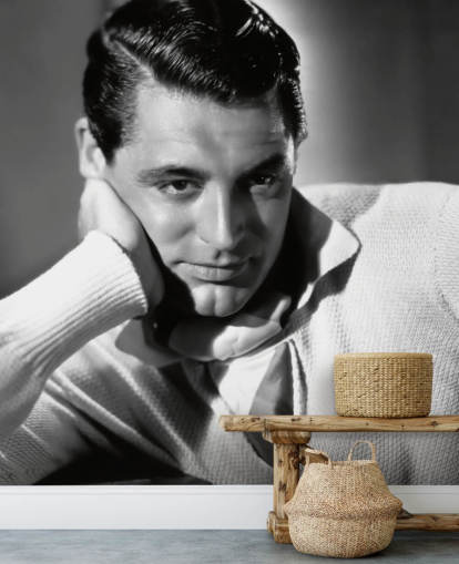 zwart-wit hollywood behangmuurschildering genaamd Cary Grant voor slaapkamers en kantoren aan huis