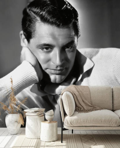 sort og hvid hollywood tapet vægmaleri kaldet Cary Grant til soveværelser og hjemmekontorer sort og hvid hollywood tapet vægmaleri kaldet Cary Grant til soveværelser og hjemmekontorer