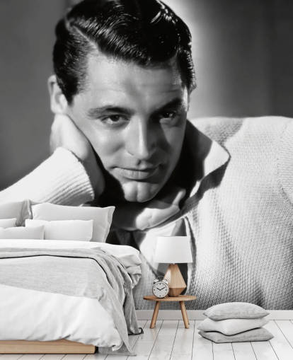 black and white hollywood wallpaper mural called Cary Grant for bedrooms and home offices