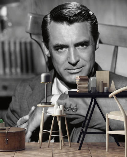 black and white actor wallpaper mural called Cary Grant III for homes and businesses
