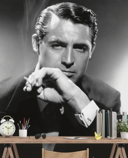 zwart-wit filmbehangmuurschildering genaamd Cary Grant V voor slaapkamers, woonkamers en thuiskantoren