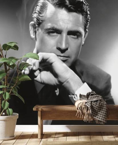 zwart-wit filmbehangmuurschildering genaamd Cary Grant V voor slaapkamers, woonkamers en thuiskantoren