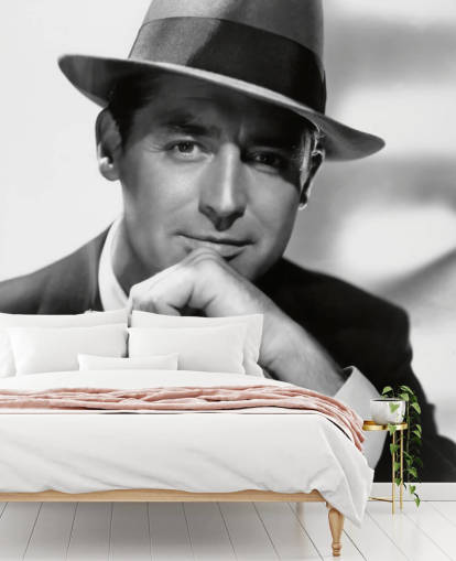 black and white movie wallpaper mural called Cary Grant IV for bedrooms and home offices