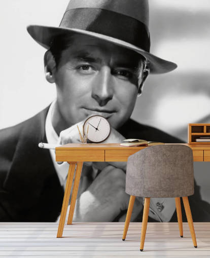 svartvit film tapeter väggmålning som heter Cary Grant IV för sovrum och hemmakontor