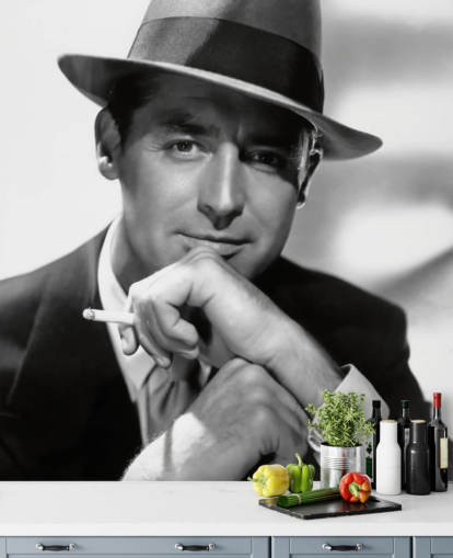 mural de papel pintado de película en blanco y negro llamado Cary Grant IV para dormitorios y oficinas en casa
