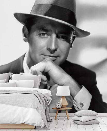 mustavalkoinen elokuvatapetti seinämaalaus nimeltä Cary Grant IV makuuhuoneisiin ja kotitoimistoihin mustavalkoinen elokuvatapetti seinämaalaus nimeltä Cary Grant IV makuuhuoneisiin ja kotitoimistoihin