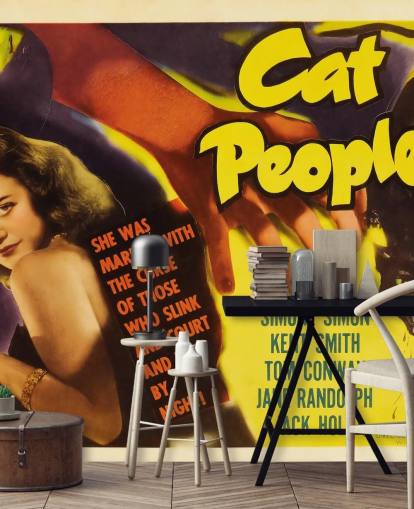 classic movie wallpaper mural called Cat People Poster for bedrooms and home offices