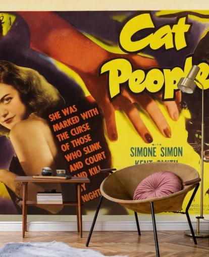 klassisches Filmtapeten-Wandbild mit dem Titel Cat People Poster für Schlafzimmer und Heimbüros